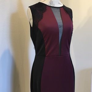 Burgundy and Black Lace Dress