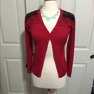 Sequined Red Holiday Cardigan