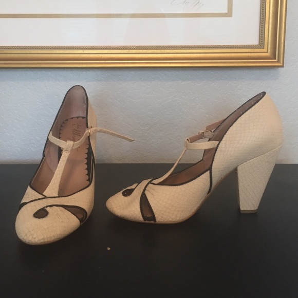 Anthropologie. Cream and black heels