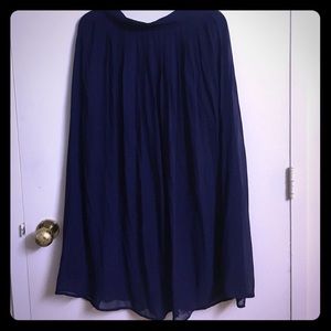 Chiffon royal blue midi pleated skirt