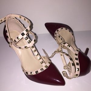 Burgundy stud heels
