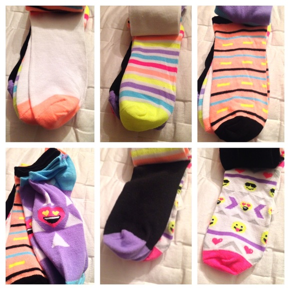 🚫SOLD🚫 neon :-) and stripes Socks size 9-11 - Picture 1 of 2