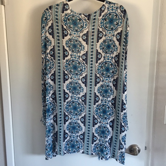 Blue Patterned Knit Cardigan - Picture 2 of 3