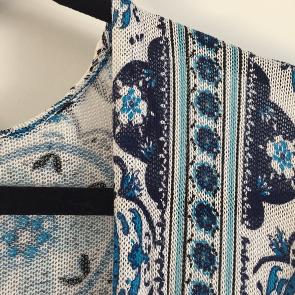 Blue Patterned Knit Cardigan - Picture 3 of 3