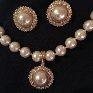 💐HIGH QUALITY FAUX PEARL & DIAMOND ENSEMBLE