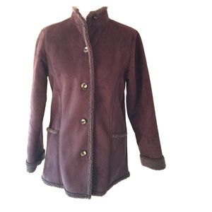 LL BEAN:  Brown Faux Suede/Shearling Coat
