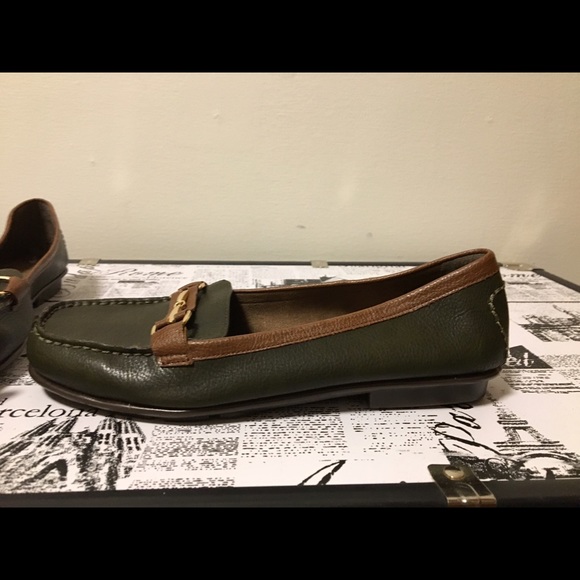 Olive green loafers