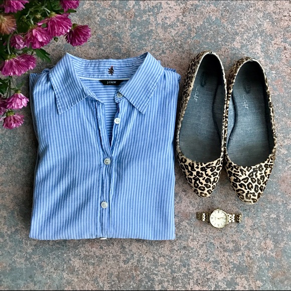 Blue striped J. Crew cotton button down - Picture 1 of 4