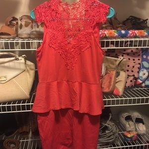 Orange/red peplum dress