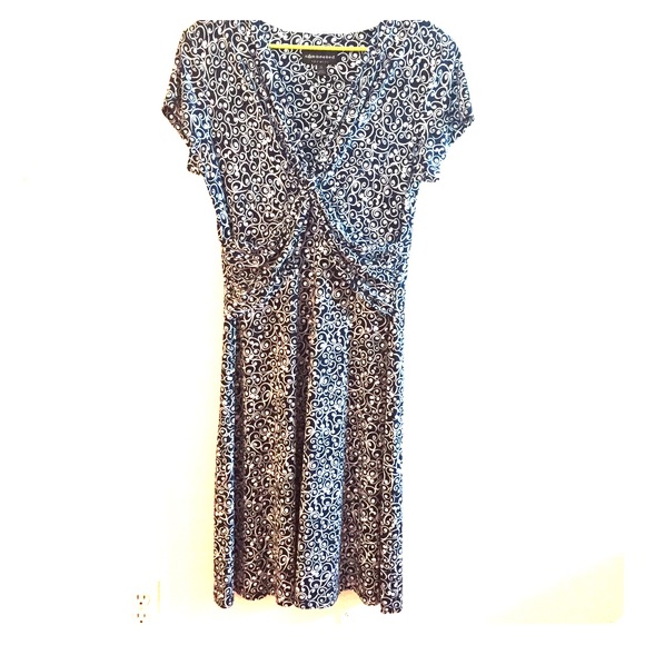 Connected Apparel navy and white work dress