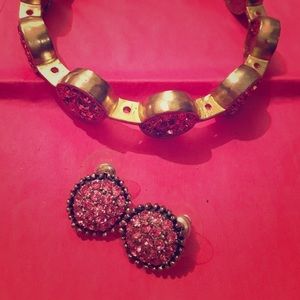 Pink sparkle earrings and matching bracelet
