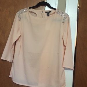 Sheer pink blouse with bling
