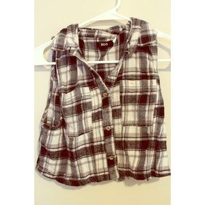 Black and White Checkered Buttom up Crop Top