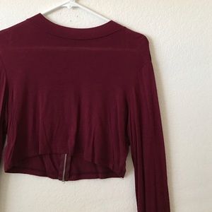 Red Crop Top with Zipper on back.
