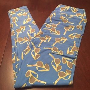 BNWT LuLaRoe OS leggings -blue w/yellow sunglasses