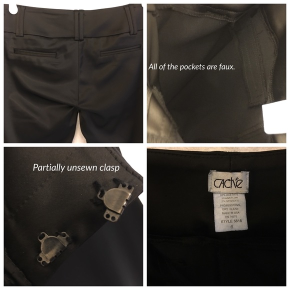 Cache shiny black pant with rhinestones Sz 6 - Picture 4 of 4