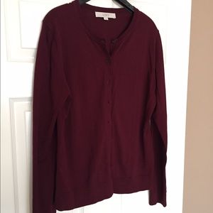classic burgundy crew neck cardigan