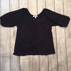 Gorgeous black blouse with bling. Size petite XL