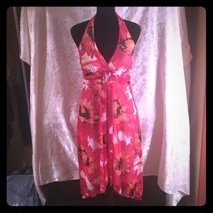 👏👏Sale Sale👏👏 Red Floral high-low Halter Dress