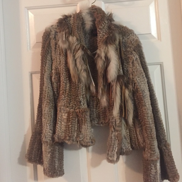 Rabbit fur multi colored jacket size S