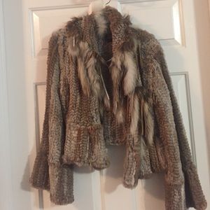 Rabbit fur multi colored jacket size S