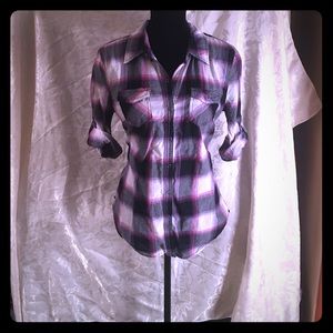 👏👏Sale👏👏 Arizona 3/4 Plaid button up shirt