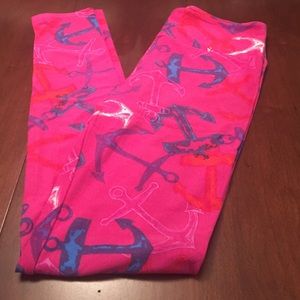 BNWT LuLaRoe OS leggings - pink anchors ⚓️!!