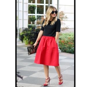 Express red midi skirt