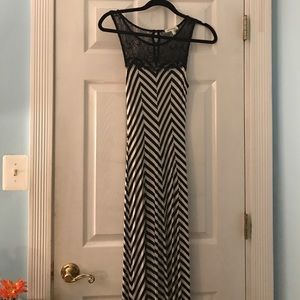Striped Black and White (and Lace) Maxi Dress