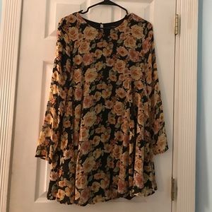 Orange and Black Floral Dress