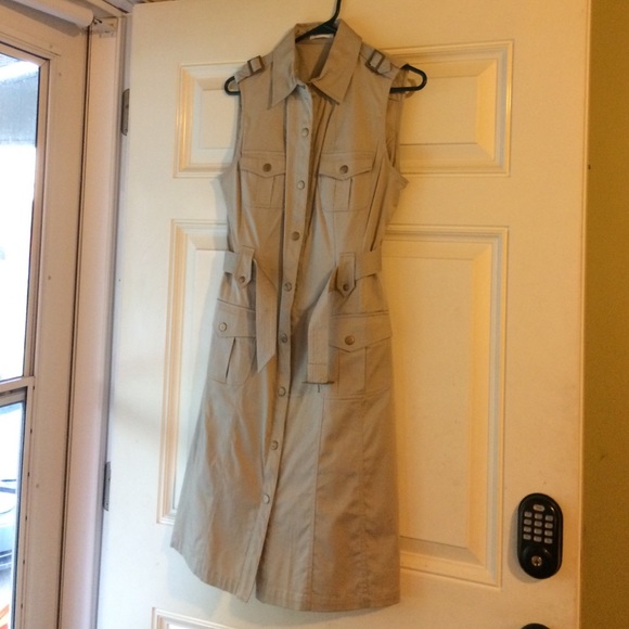 Calvin Klein Khaki midi dress. Like new