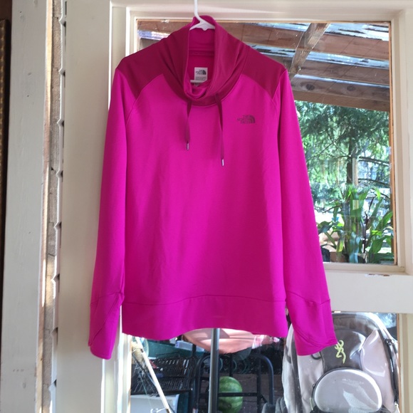 Pink north face cowl neck long shirt
