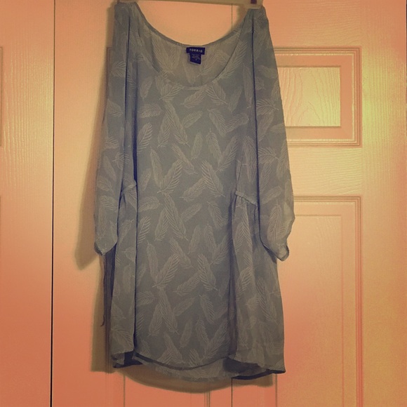 Torrid light blue feather chiffon blouse