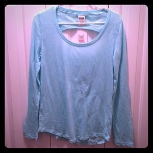 NWT PINK Size large long sleeve cut out back tee