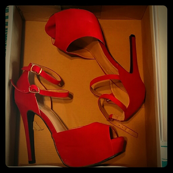 Red suede heels