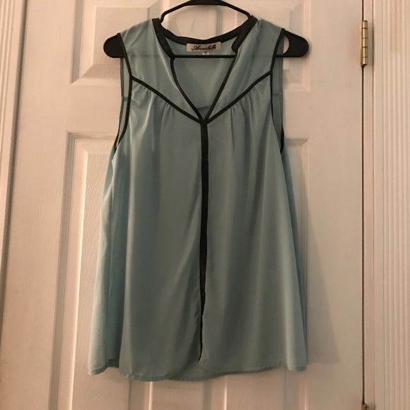 Green and Black Faux Leather Tank
