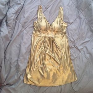 RUNWAY platinum gold jeweled dress