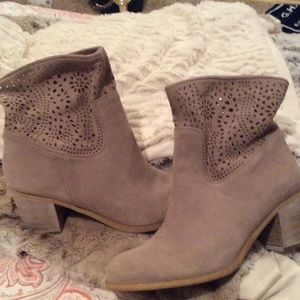 Nude suede booties