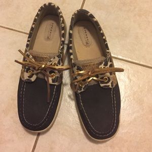Leopard print & gold Sperry boat shoes