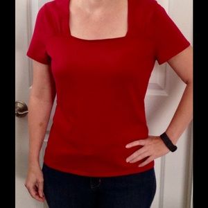 Ann Taylor Square Neckline short sleeve knit top.