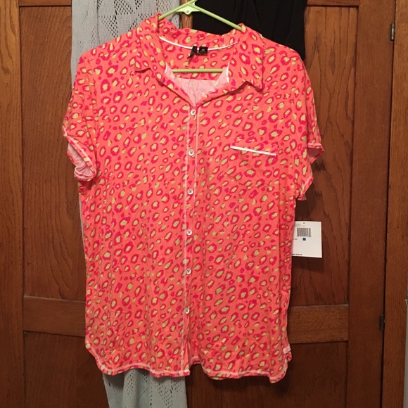 Kensie XL pajama short set NWT neon leopard print