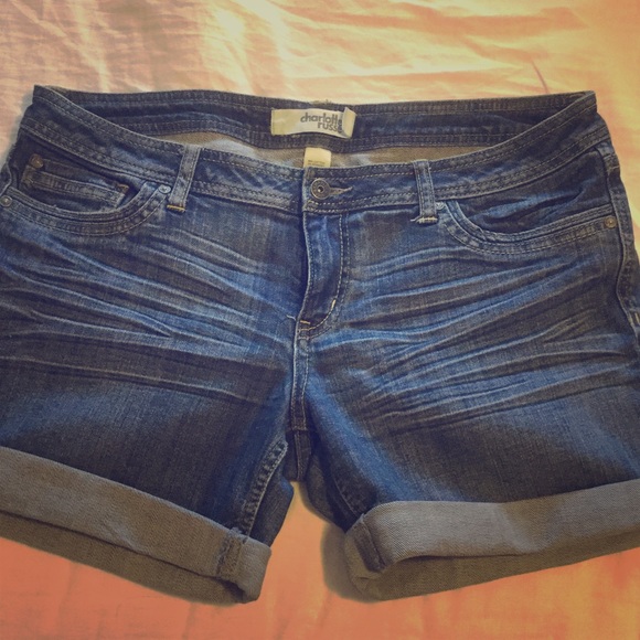 Denim boyfriend-cut shorts