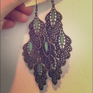 Vintage Peacock Large Earrings
