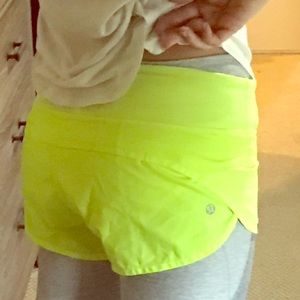 Lululemon Speedy Shorts Neon Yellow