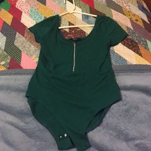 Zip front snap body suit