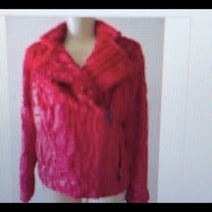 Adrienne Landau Red Faux Fur Jacket NWT