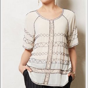 Anthropologie Carnation Lily Lily Rose Beaded Top