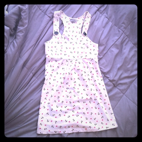 Black anchor pink star patterned mini dress
