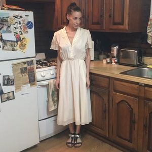 Vintage white cotton & lace embroidered sun dress