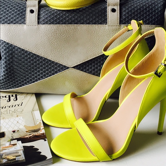 ASOS Neon Yellow Ankle Strap heels!